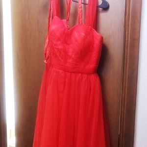 BRIGHT RED Lace Up Dress